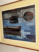 Oil Painting on Panel of Boats by A. Rossi 1970s
