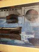 Oil Painting on Panel of Boats by A. Rossi 1970s