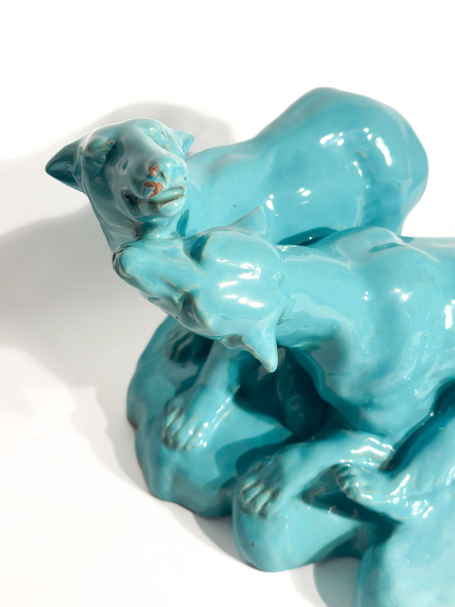 Scultura in Ceramica di Coppia di Orsi Attribuita alla Manifattura Veneta Anni 60