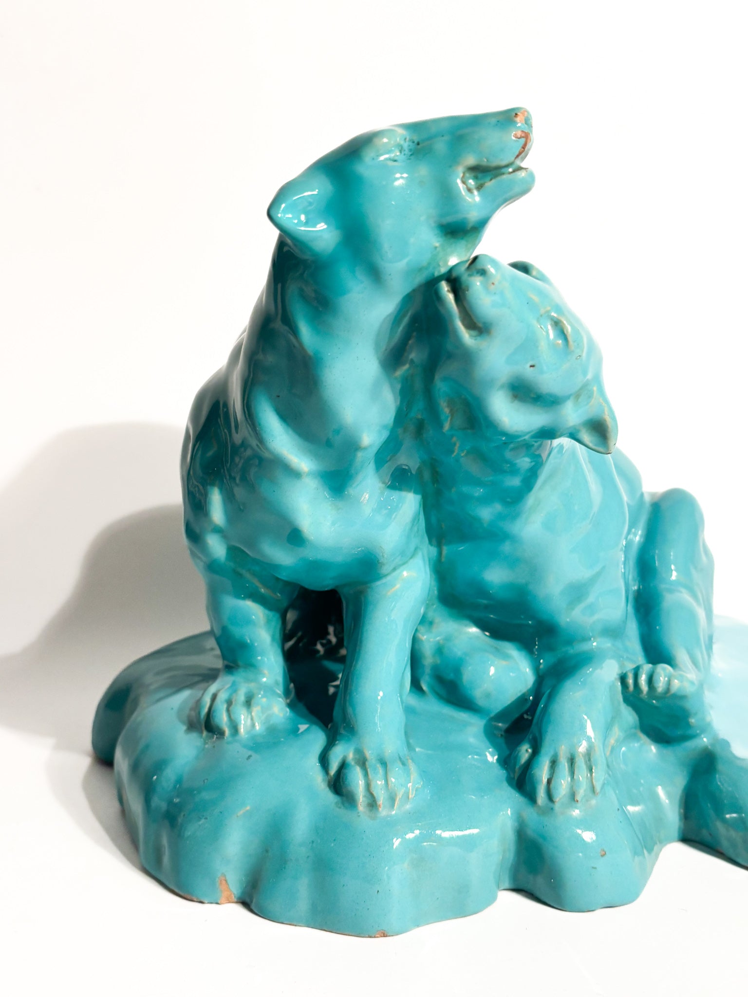 Scultura in Ceramica di Coppia di Orsi Attribuita alla Manifattura Veneta Anni 60