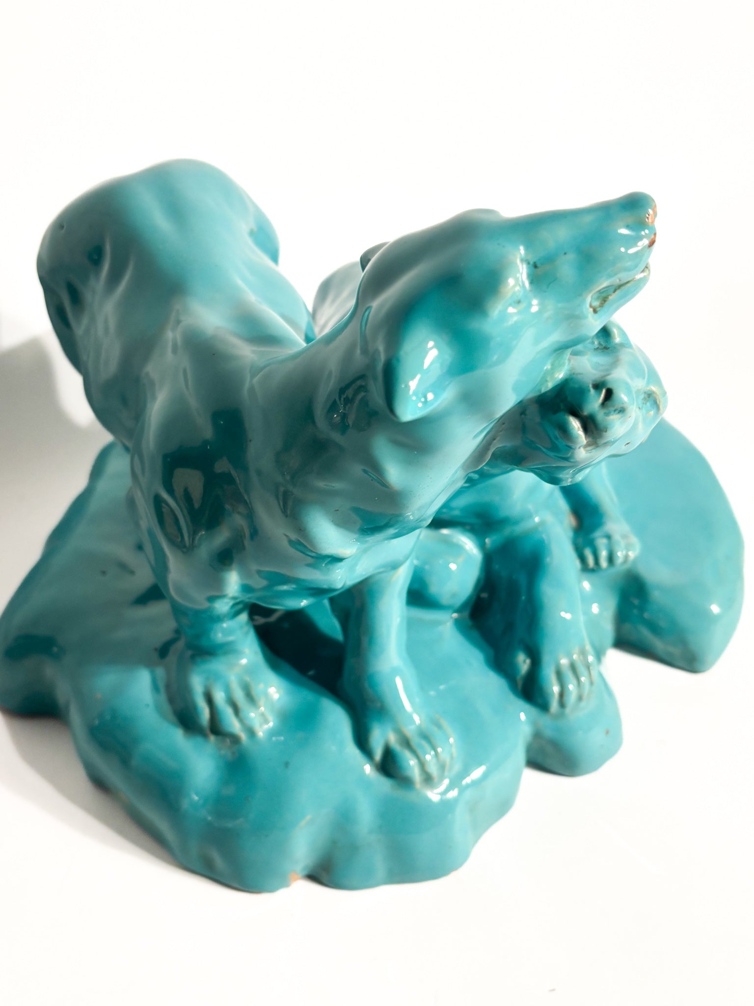 Scultura in Ceramica di Coppia di Orsi Attribuita alla Manifattura Veneta Anni 60