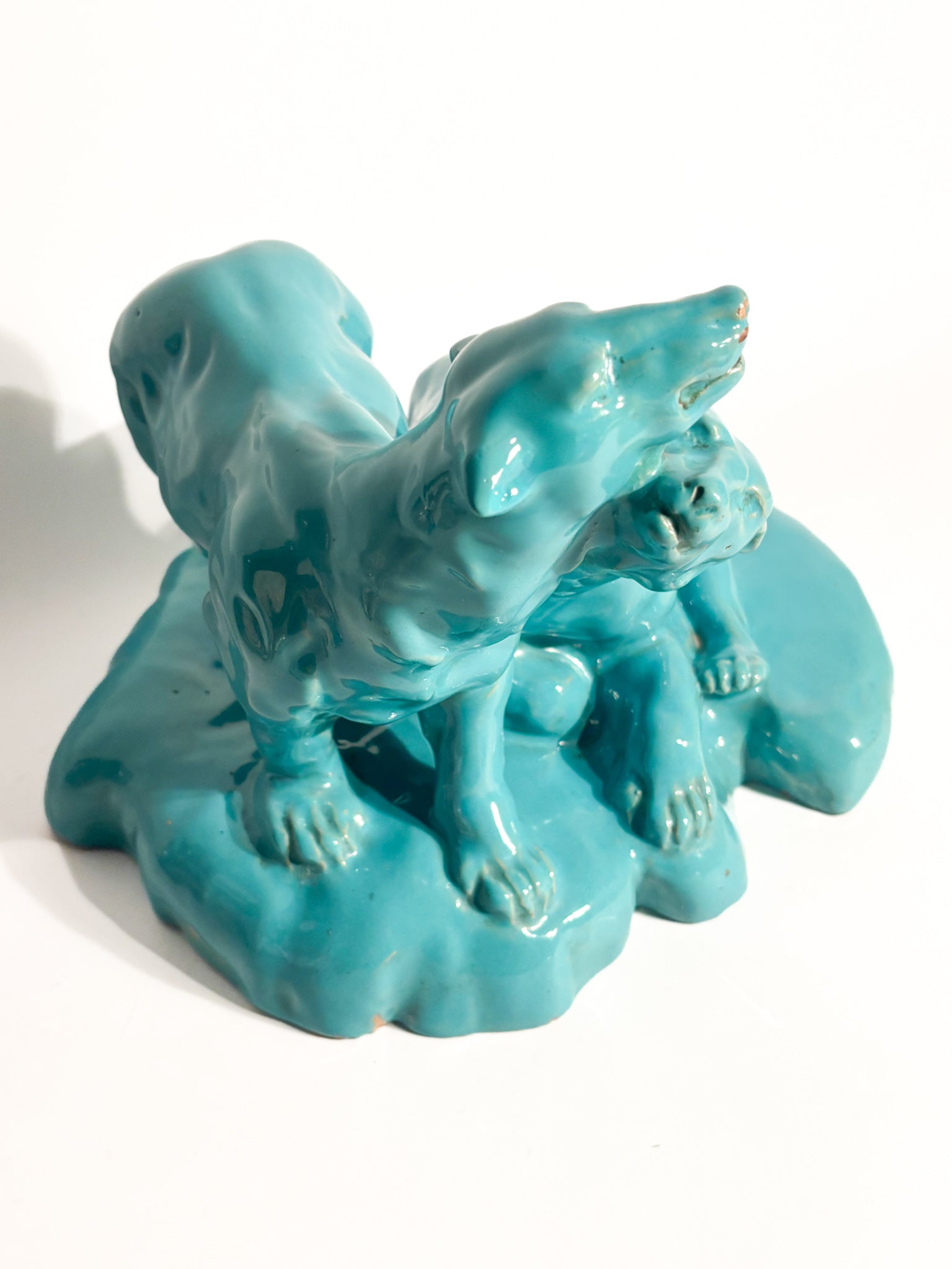 Scultura in Ceramica di Coppia di Orsi Attribuita alla Manifattura Veneta Anni 60