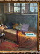 Dipinto Olio su Tela di una Scena Casalinga di Giovanni Iacovino Anni 40