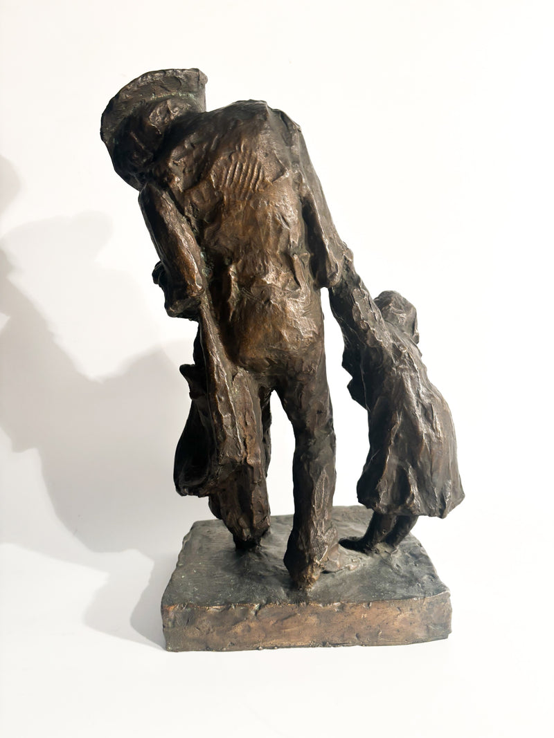 Scultura in Bronzo di Due Figure 'I Capricci' di Edmondo Furlan Anni 60