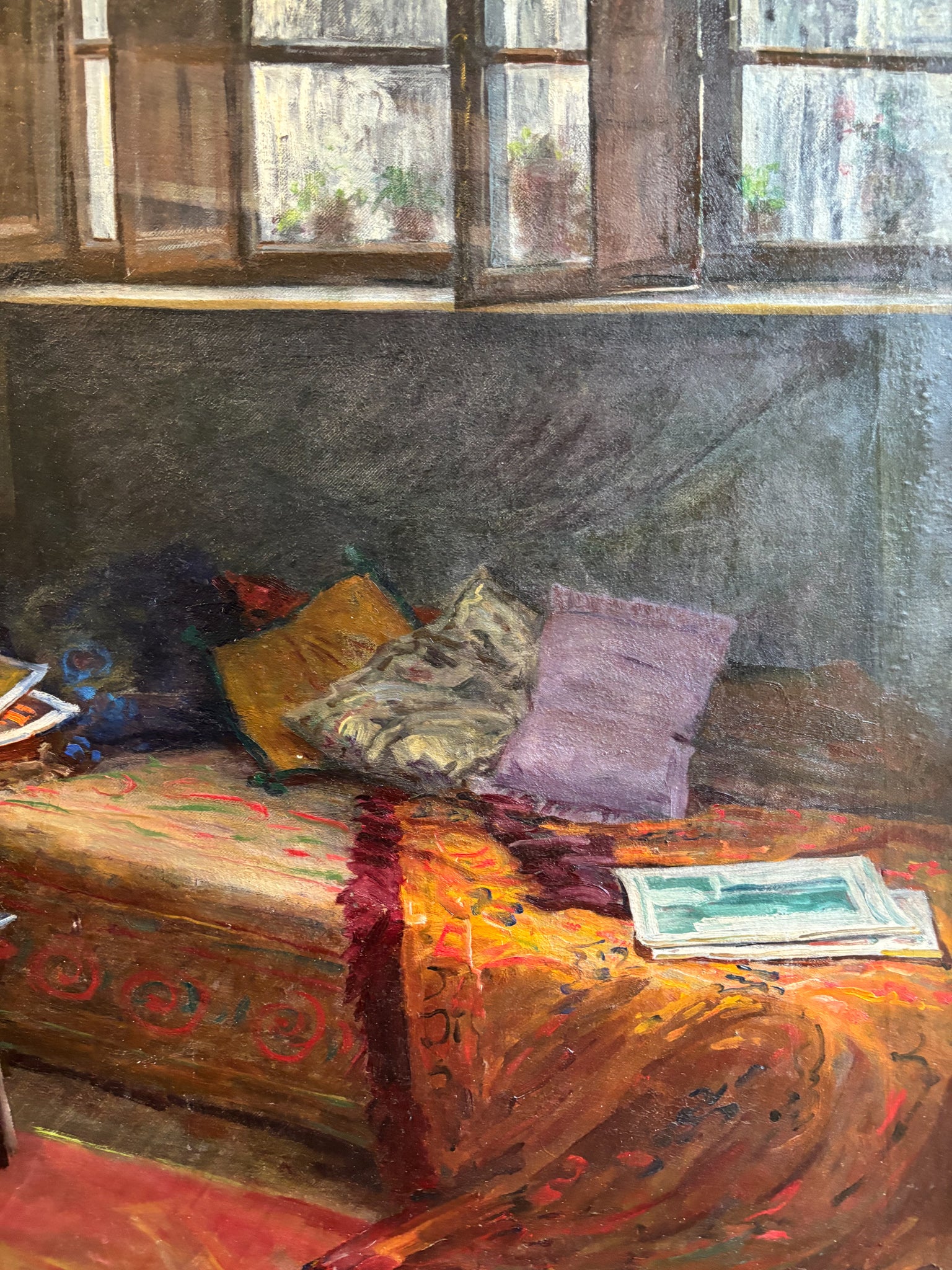 Oil painting on Canvas of a Domestic Scene by Giovanni Iacovino, 1940s