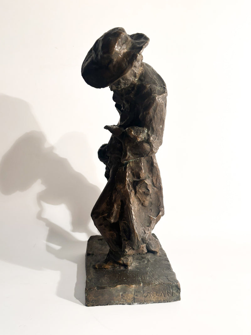 Scultura in Bronzo di Due Figure 'I Capricci' di Edmondo Furlan Anni 60