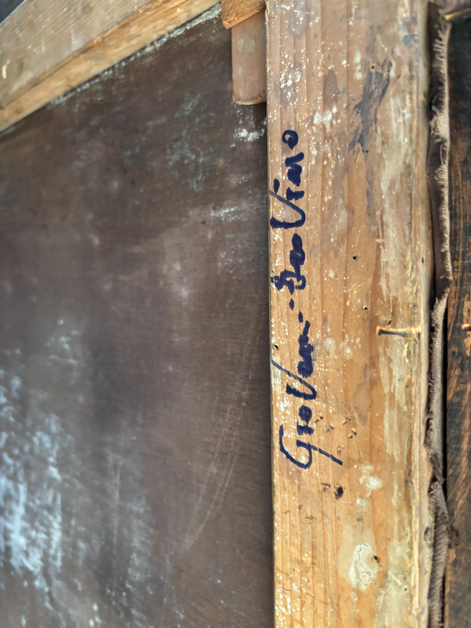 Oil painting on Canvas of a Domestic Scene by Giovanni Iacovino, 1940s