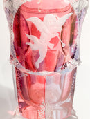 Bicchiere in Cristallo di Biedermeier Rosa e Viola Decorato ad Acido nel 1800