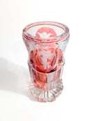 Bicchiere in Cristallo di Biedermeier Rosa e Viola Decorato ad Acido nel 1800