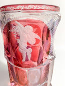 Bicchiere in Cristallo di Biedermeier Rosa e Viola Decorato ad Acido nel 1800