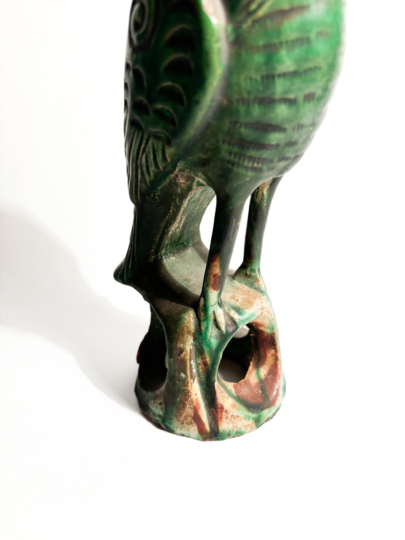 Chinese Terracotta Sculpture of a Green Parrot from the 1950s