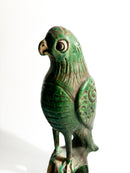 Scultura Cinese in Terracotta di Pappagallo Verde Anni 50