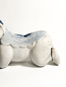 Cuscino in Ceramica Cinese Bianco con Decorazioni Blu Cina Anni 30