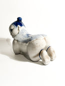 Cuscino in Ceramica Cinese Bianco con Decorazioni Blu Cina Anni 30