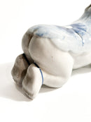 Cuscino in Ceramica Cinese Bianco con Decorazioni Blu Cina Anni 30