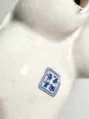 Cuscino in Ceramica Cinese Bianco con Decorazioni Blu Cina Anni 30