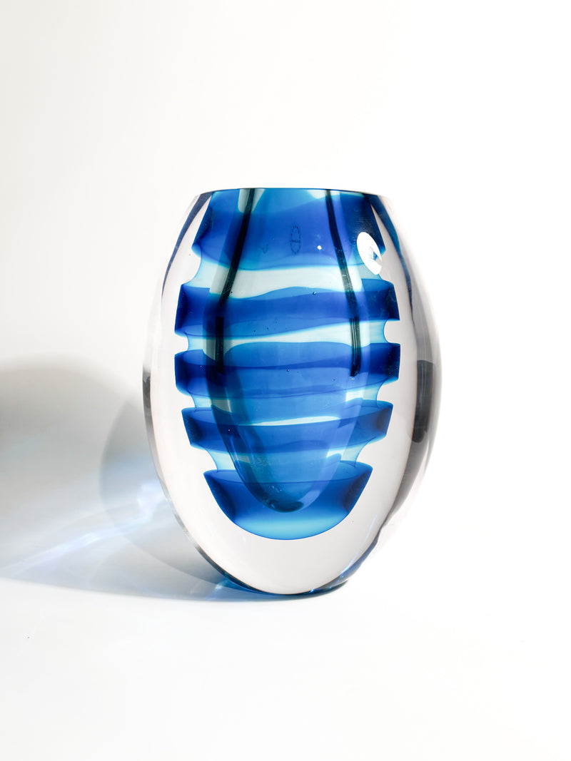 Salviati Vase in Sommerso Blue Murano Glass from 2003