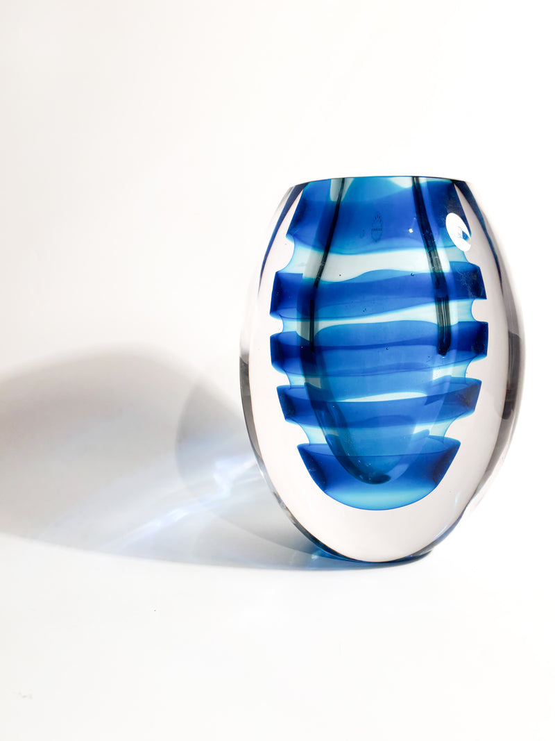 Salviati Vase in Sommerso Blue Murano Glass from 2003