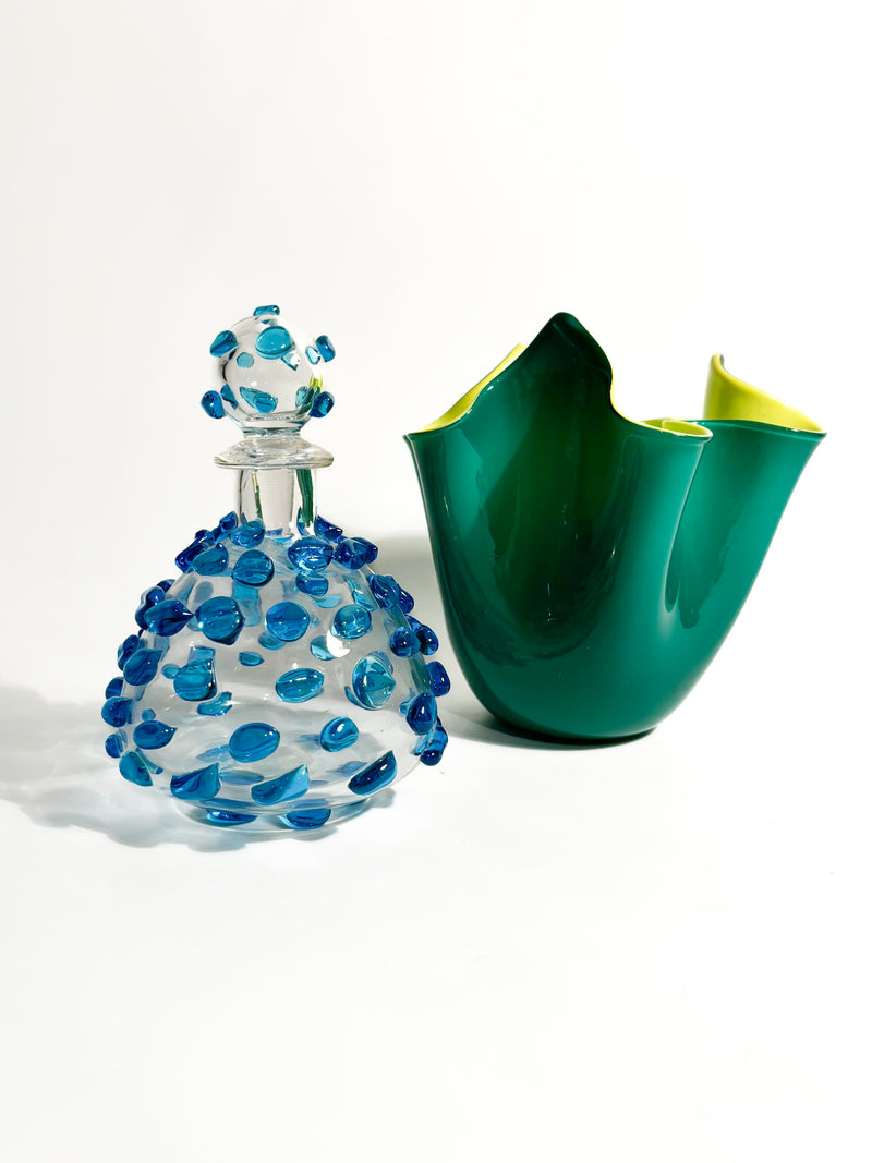 Salviati Bottle in Transparent and Light Blue Murano Glass from the 1980s