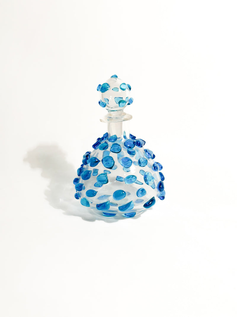 Bottiglia di Salviati in Vetro di Murano Trasparente e Azzurro Anni 80