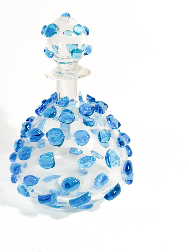 Bottiglia di Salviati in Vetro di Murano Trasparente e Azzurro Anni 80