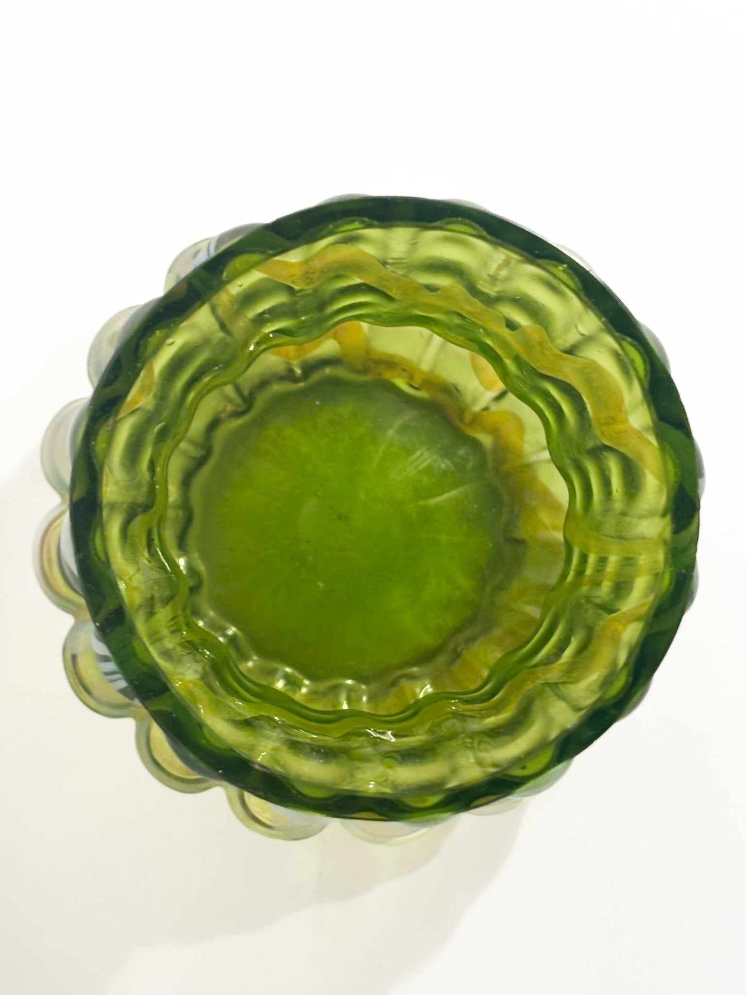 Loetz Green and Iridescent Silver Glass Vase 1950s