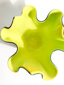 Vaso Fazzoletto di Venini in Vetro di Murano Verde con Interno Giallo Anni 90