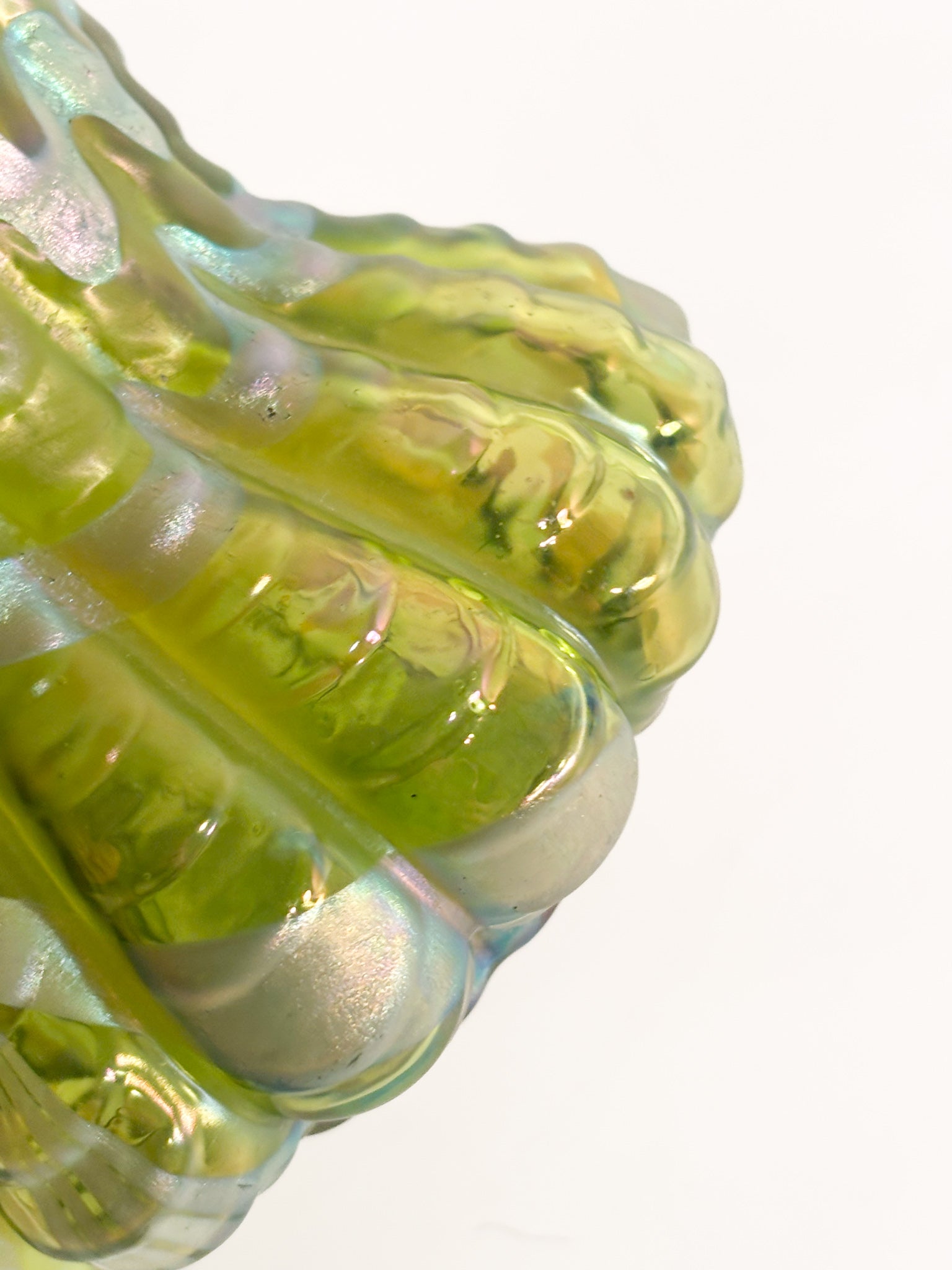 Loetz Green and Iridescent Silver Glass Vase 1950s