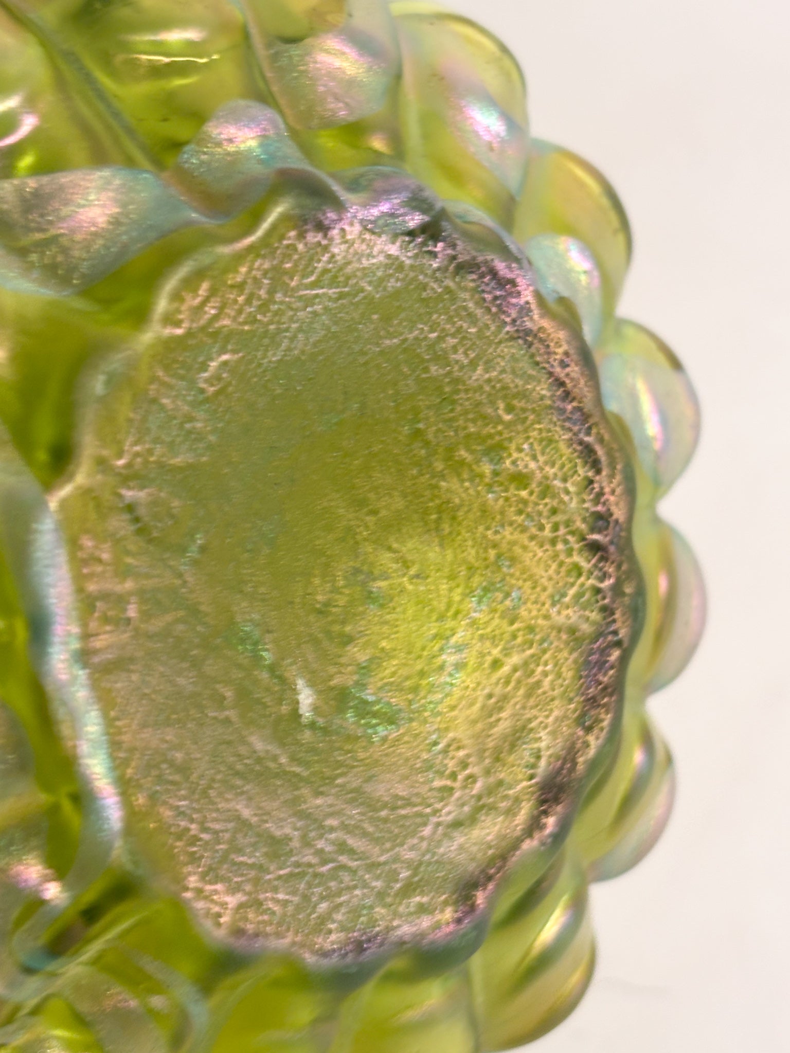 Loetz Green and Iridescent Silver Glass Vase 1950s