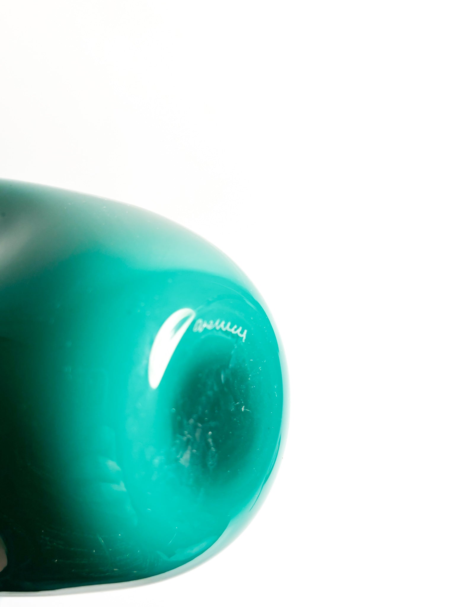 Fazzoletto Vase by Venini in Green Murano Glass with Yellow Interior, 1990s