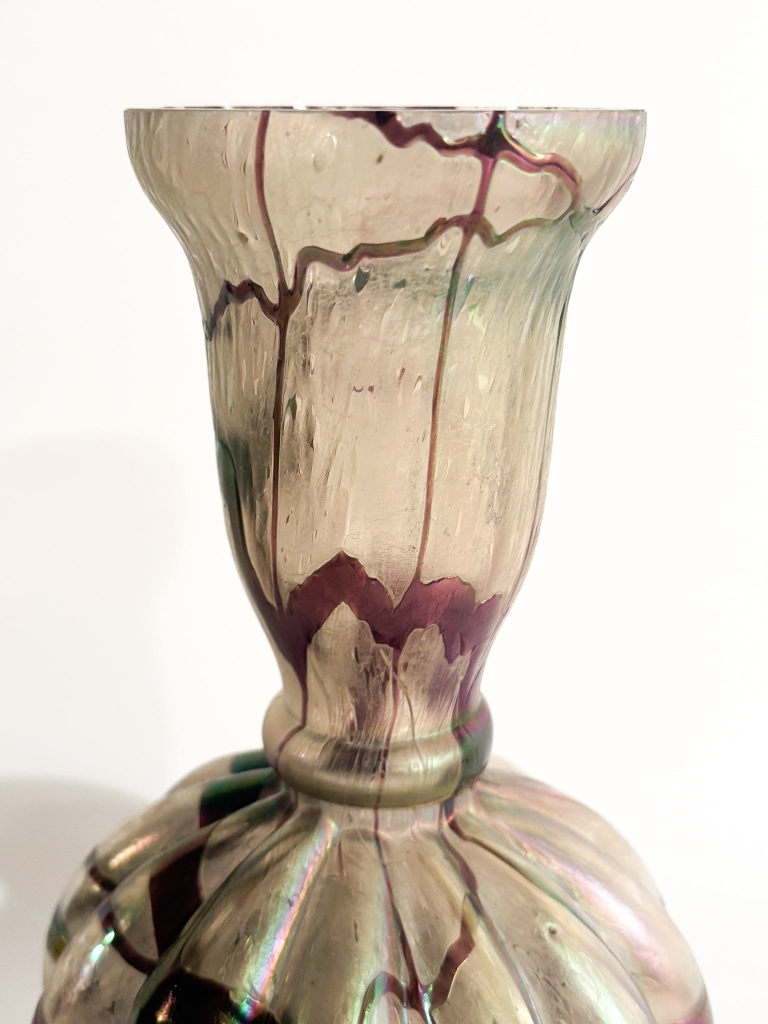 Loetz Glass Vase in Purple and Iridescent Gray 1950s