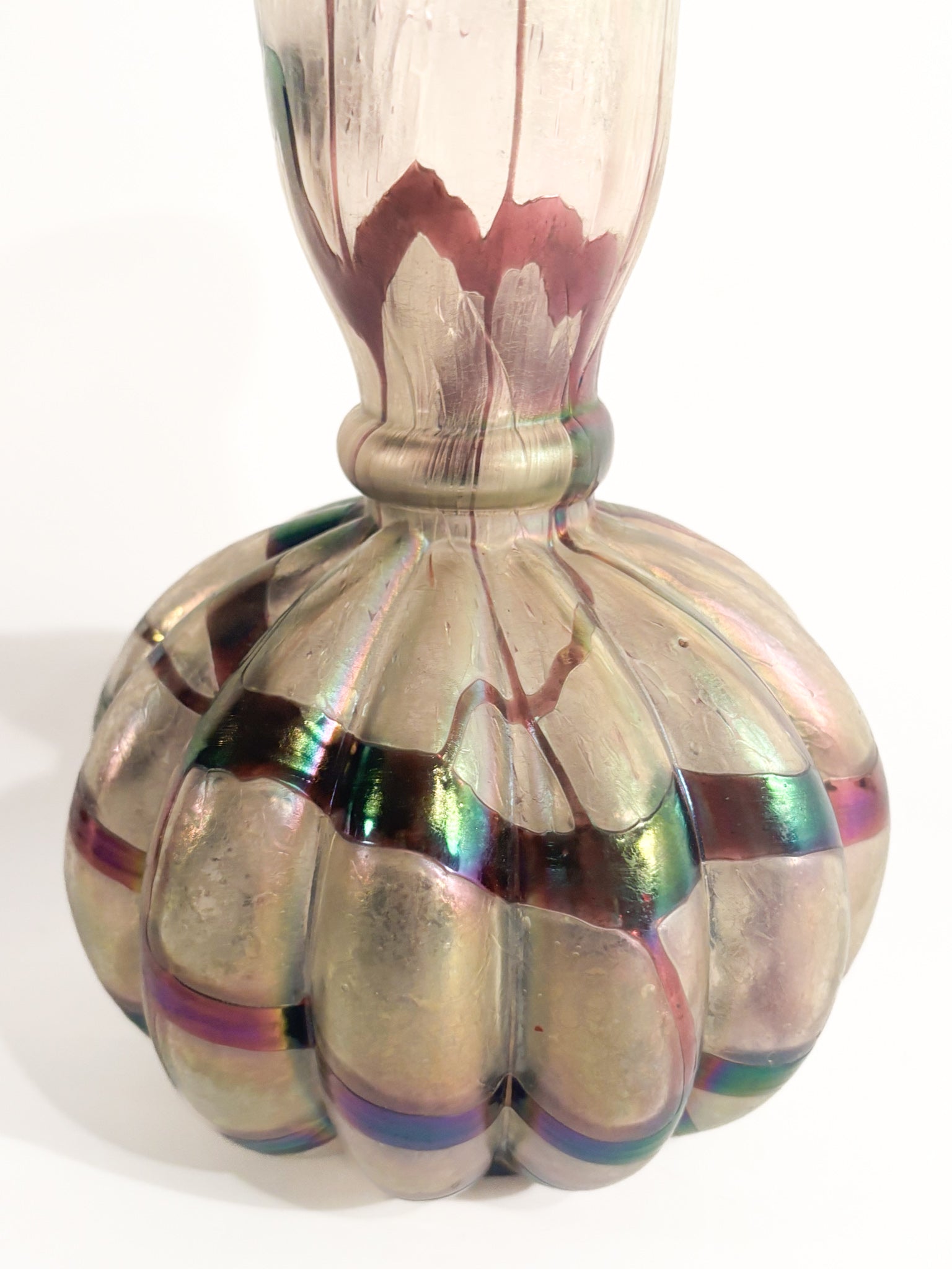 Loetz Glass Vase in Purple and Iridescent Gray 1950s