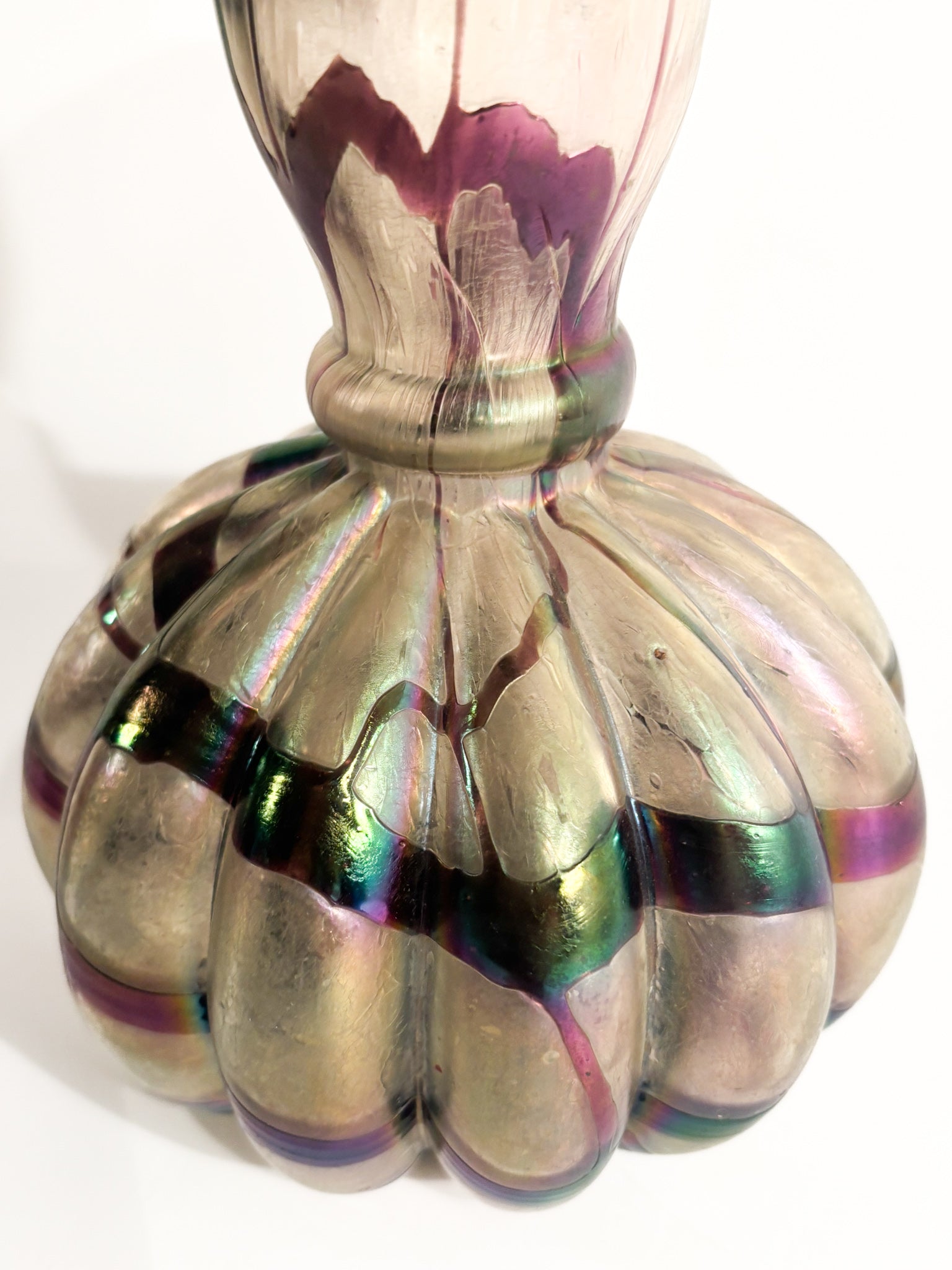 Loetz Glass Vase in Purple and Iridescent Gray 1950s