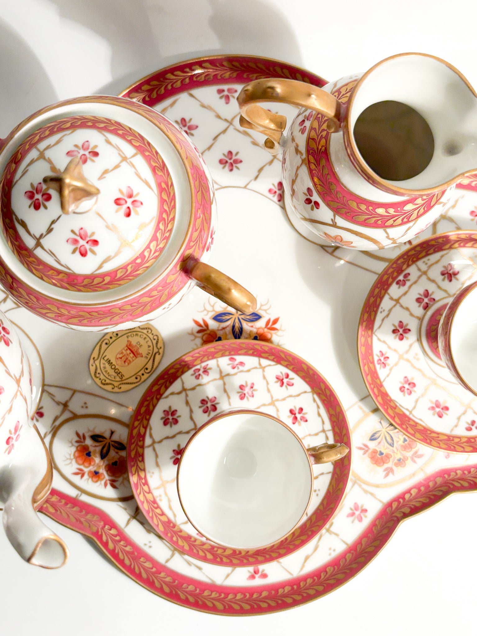 Tête-à-tête Coffee Set in Limoges Porcelain, 1950s
