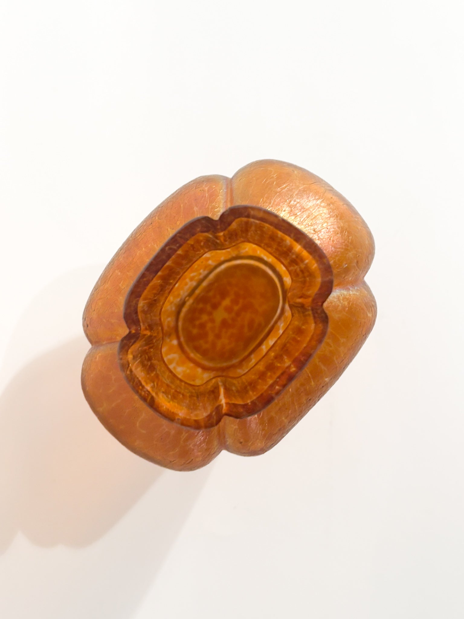 Loetz Glass Vase Pink and Orange Iridescent 1950s