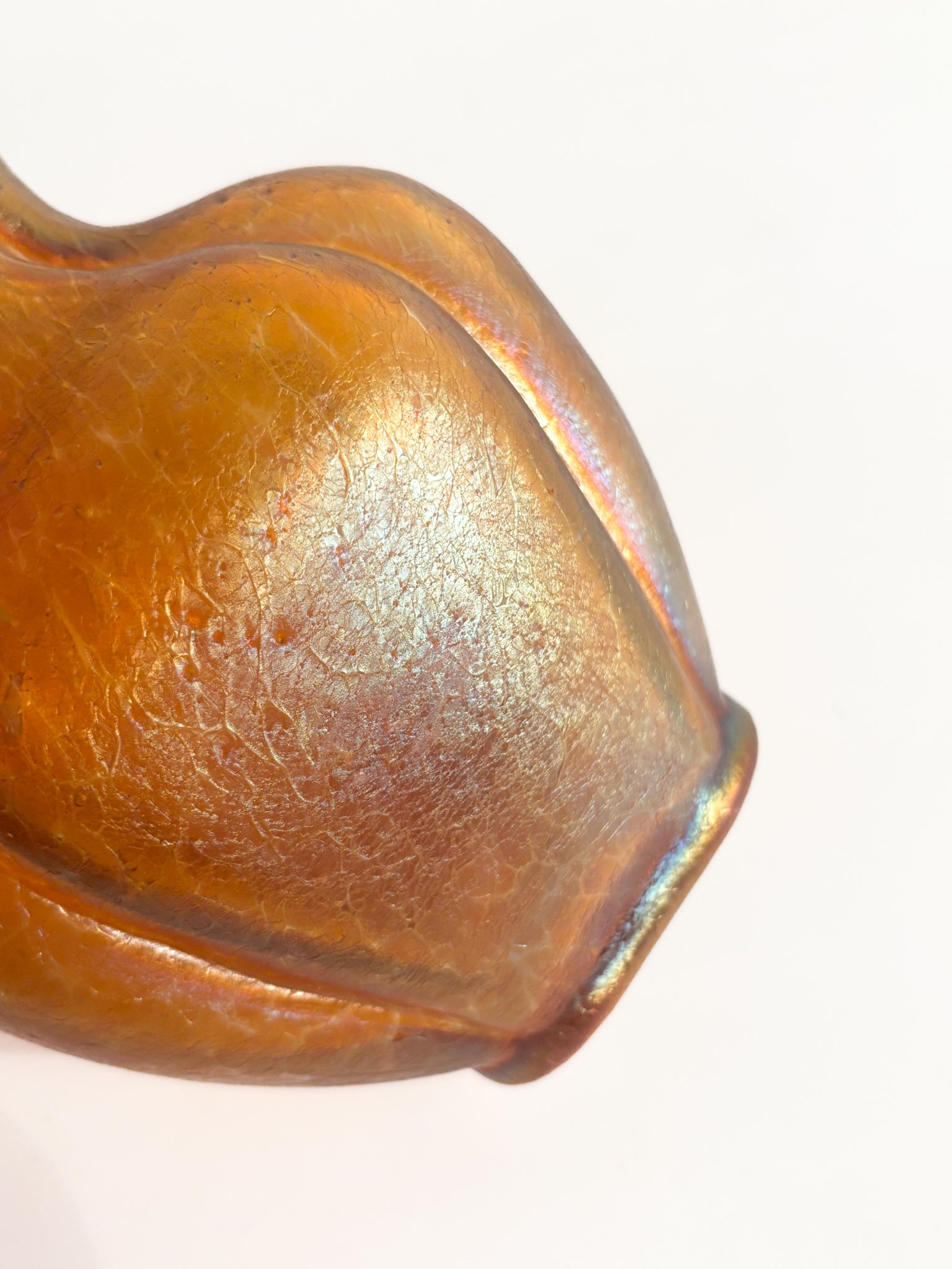 Loetz Glass Vase Pink and Orange Iridescent 1950s