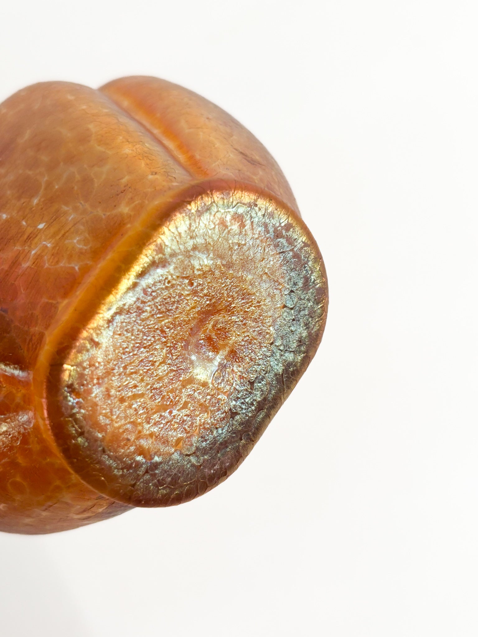 Loetz Glass Vase Pink and Orange Iridescent 1950s