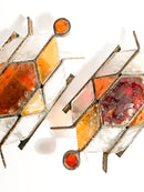 Pair of 1960s Outdoor Glass and Wrought Iron Wall Lights