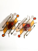 Pair of 1960s Outdoor Glass and Wrought Iron Wall Lights