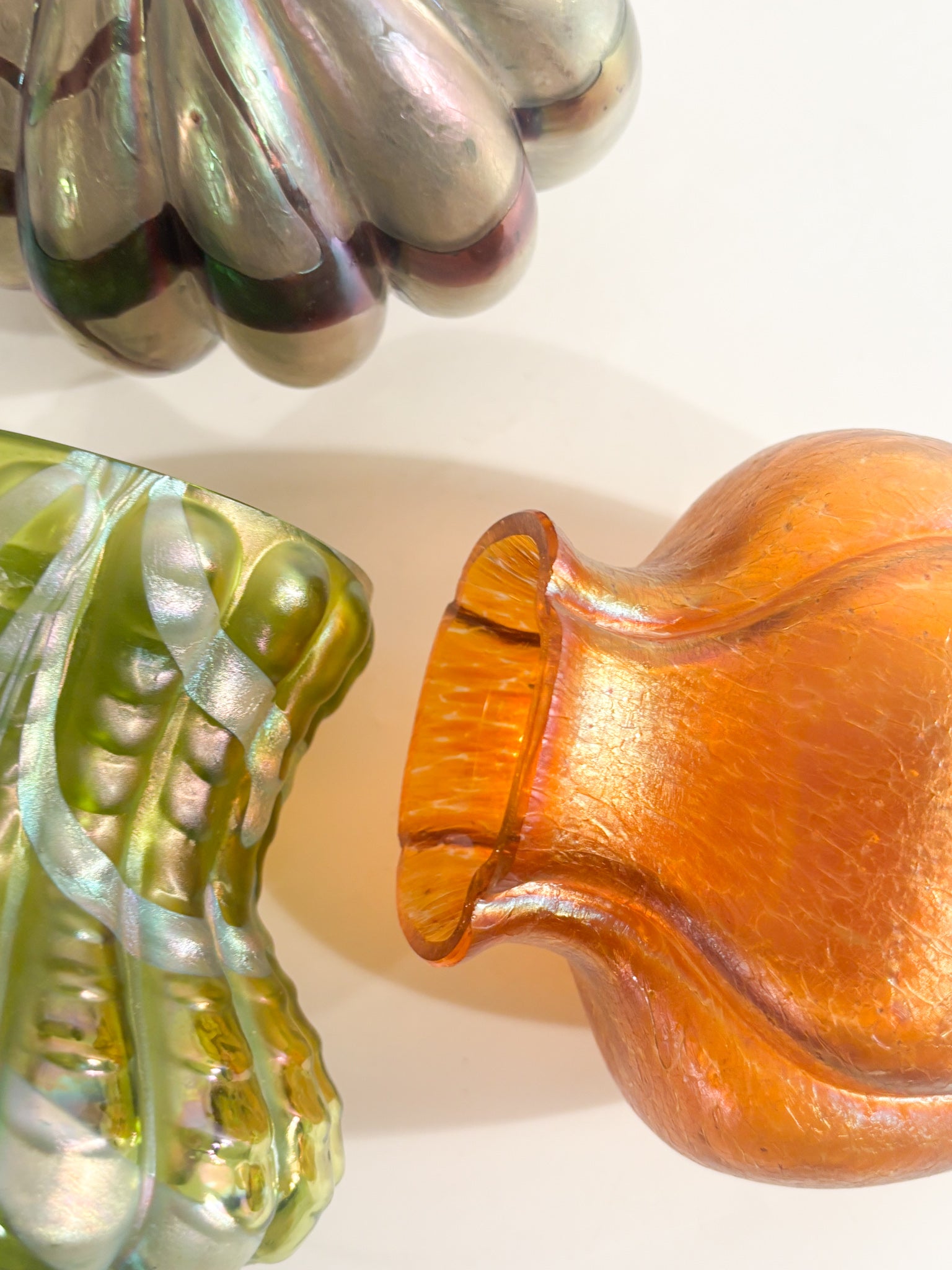 Loetz Glass Vase Pink and Orange Iridescent 1950s