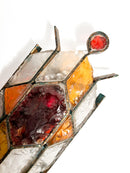 Pair of 1960s Outdoor Glass and Wrought Iron Wall Lights