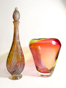 Bottiglia in Vetro di Murano Multicolore con Foglia d'Argento Anni 80