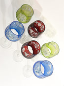 Set of 6 Multicolored Bohemian Crystal Glasses from the 70s