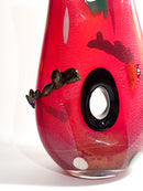 Vaso in Vetro di Murano Rosso e Multicolore Stile Dino Martens Anni 50