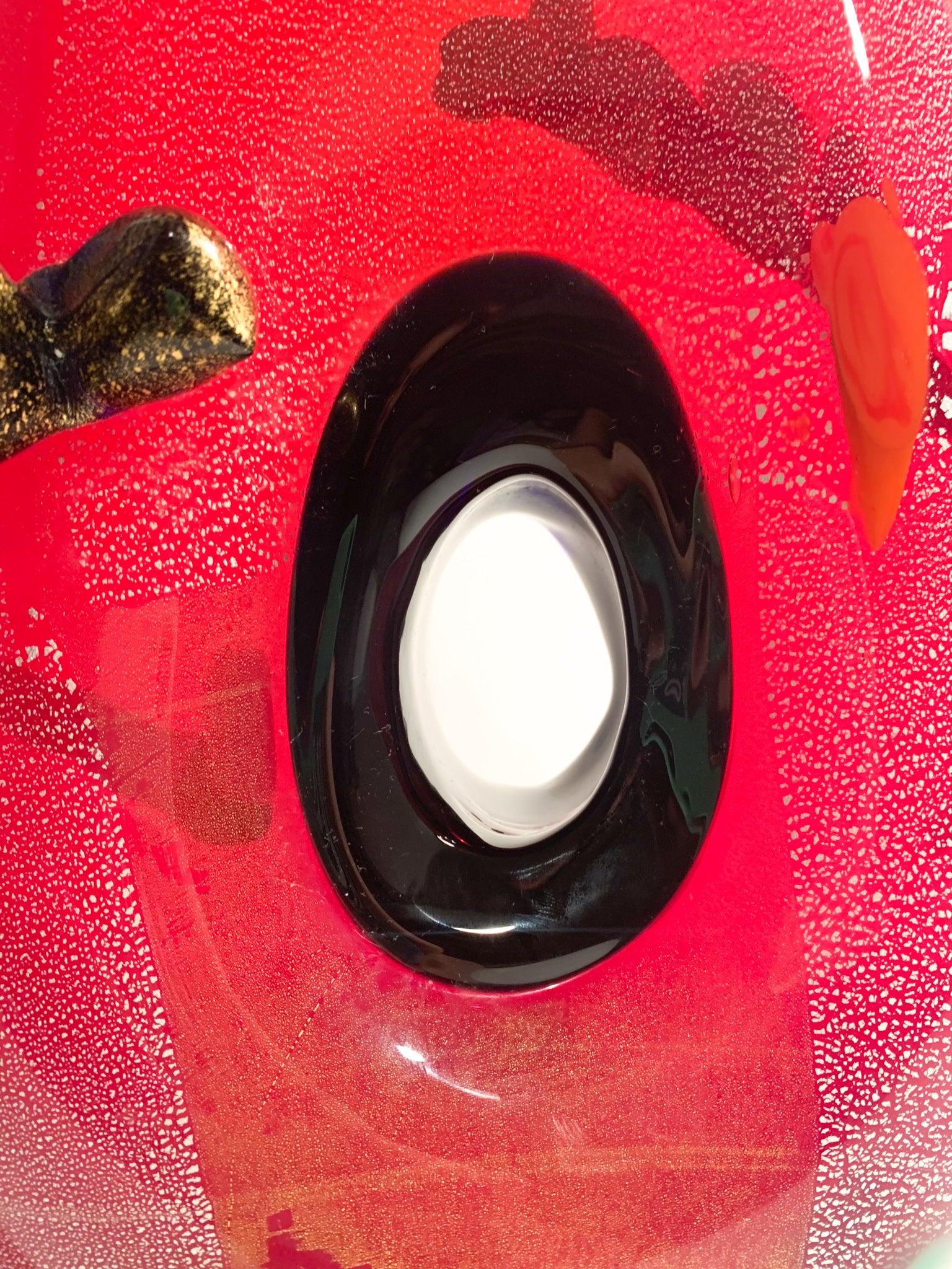 Vaso in Vetro di Murano Rosso e Multicolore Stile Dino Martens Anni 50