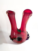 Vaso in Vetro di Murano Rosso e Multicolore Stile Dino Martens Anni 50
