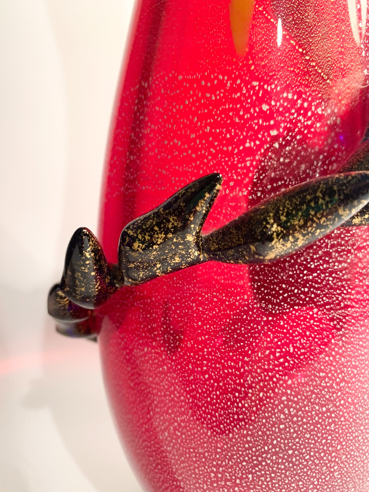 Vaso in Vetro di Murano Rosso e Multicolore Stile Dino Martens Anni 50