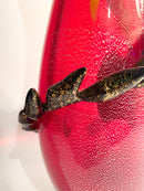 Vaso in Vetro di Murano Rosso e Multicolore Stile Dino Martens Anni 50