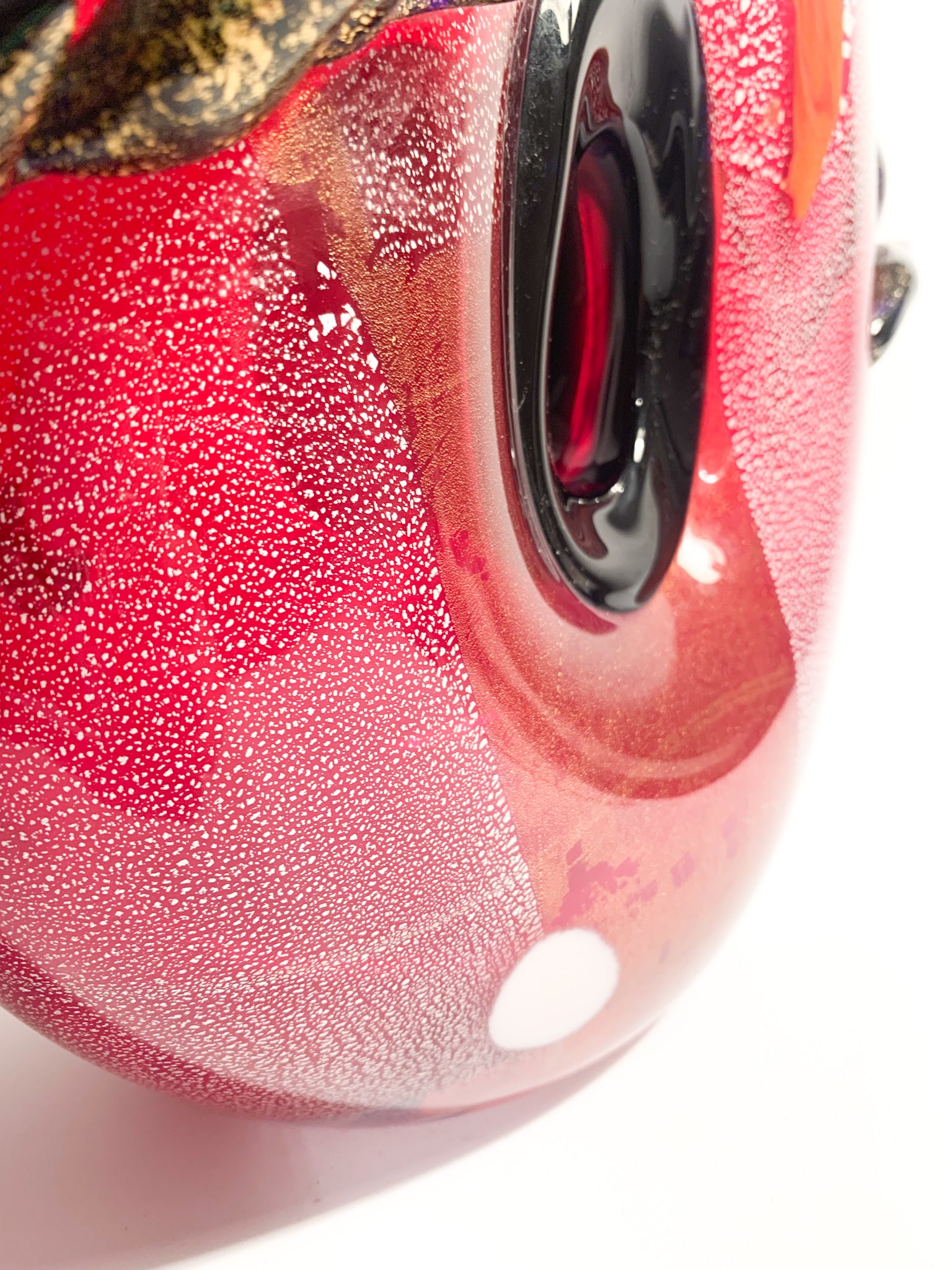 Vaso in Vetro di Murano Rosso e Multicolore Stile Dino Martens Anni 50