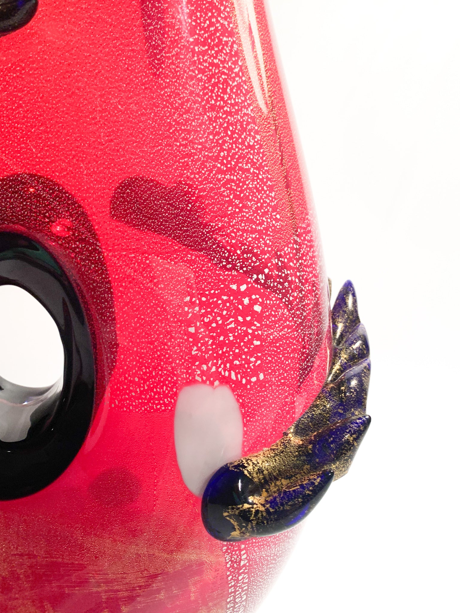 Vaso in Vetro di Murano Rosso e Multicolore Stile Dino Martens Anni 50